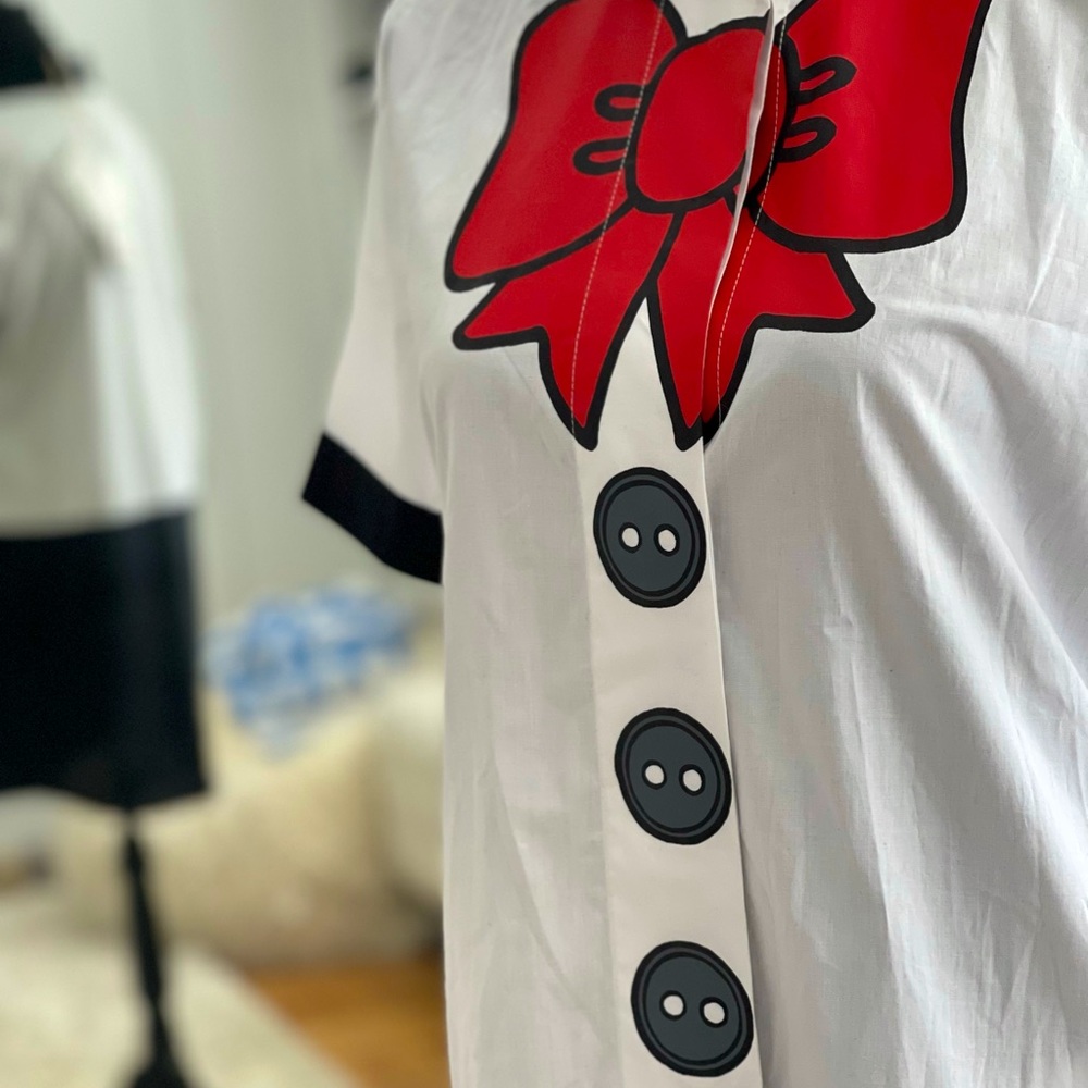 ✨LOVE MOSCHINO✨ red bow print shirt dress